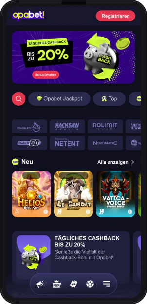 opabet.com in der mobilen Version